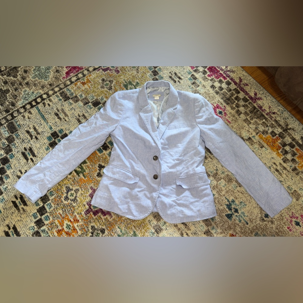 J. Crew Light Blue linen Cotton-Blend Women's Blazer